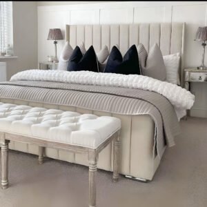 Panel Wingback Bed with Mattress