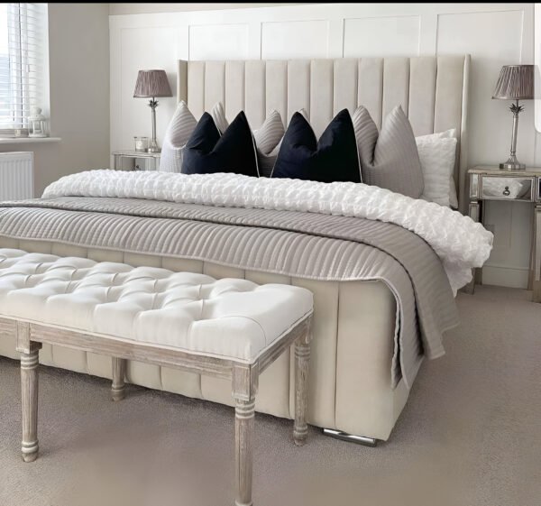 Panel Wingback Bed with Mattress