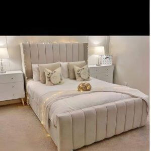 Panel Wingback Bed with Mattress