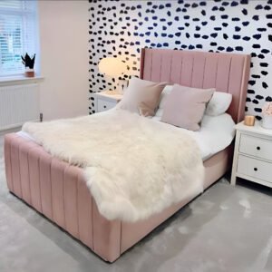 Panel Wingback Bed with Mattress